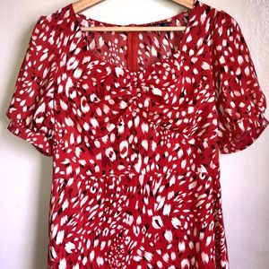 Red spring floral midi babydoll dress Sz 6